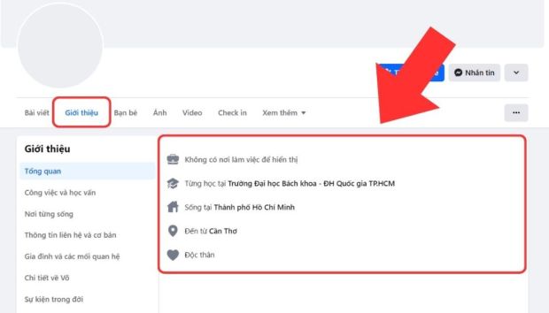 chọn phần Vào mục Giới thiệu, tại mục Tổng quan, copy tất cả những thông tin liên quan