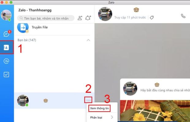 Cách 1  tìm số điện thoại qua zalo trên máy tính