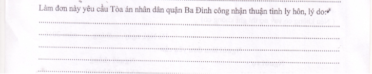cách viết lý do làm đơn xin ly hôn thuận tình