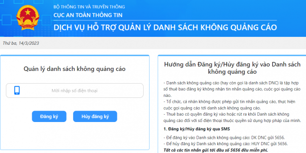 phản ánh tin nhắn, cuộc gọi rác
