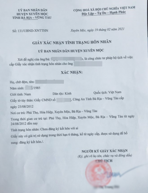 Hình ảnh giấy xác nhận ly hôn