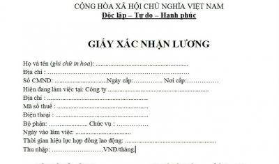 giấy xác nhận lương