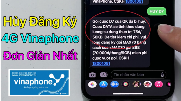 Hủy đăng ký dịch vụ Vinaphone bằng tin nhắn