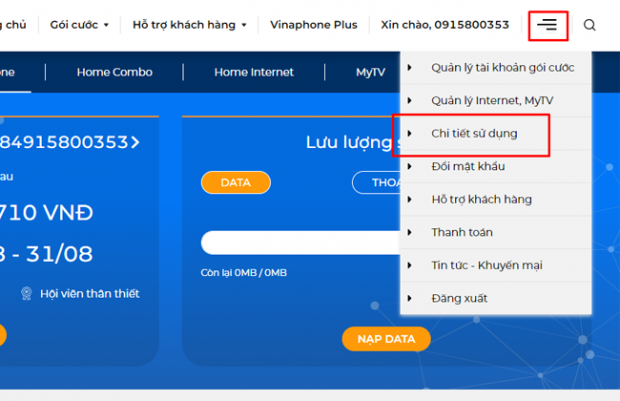 Kiểm tra lịch sử SMS mạng Vinaphone qua website