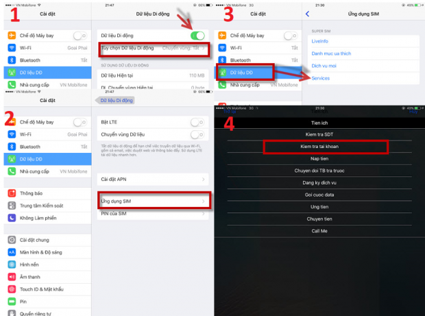 Kiểm tra tài khoản trực tiếp trên ipad