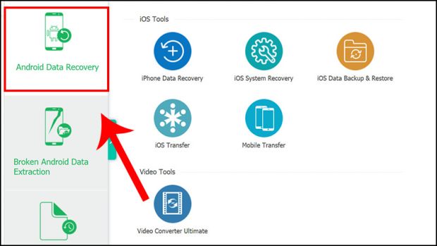 Click chuột vào Android Data Recovery