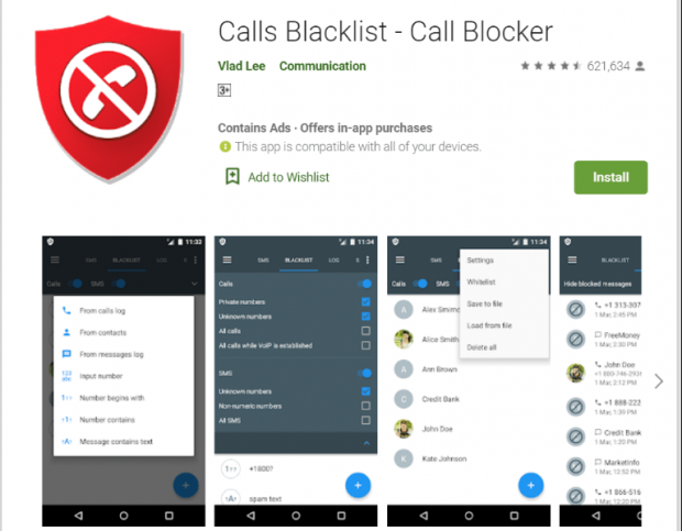 Phần mềm Calls Blacklist