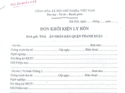 Mẫu đơn khởi kiện ly hôn mới nhất năm 2024