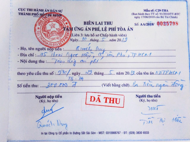 Tiền tạm ứng án phí ly hôn là gì? 