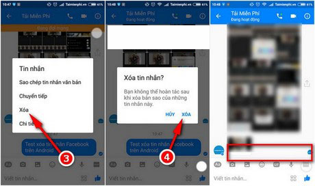xoá tin nhắn facebook trên hệ điều hành android
